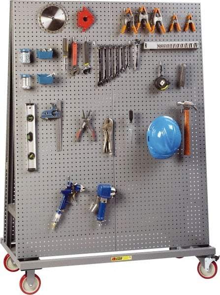 Little Giant - 48" Wide x 60" High x 24" Deep, Mobile Pegboard A-Frame - 1,200 Lb Capacity - USA Tool & Supply