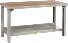 Little Giant - 72 Wide x 36" Deep x 27" High, Hardboard/Steel Heavy-Duty Workbench with Hardboard Top - Adjustable Height Legs, Gray - USA Tool & Supply