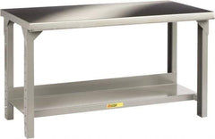 Little Giant - 72 Wide x 30" Deep x 27" High, Stainless Steel Heavy-Duty Workbench with Stainless Steel Top - Adjustable Height Legs, Gray - USA Tool & Supply