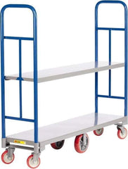 Little Giant - 2,000 Lb Capacity, 1 Shelf, 2-Sided Steel High End Platform Truck - 48" Long x 16" Wide x 57-1/2" High, Polyurethane Wheels - USA Tool & Supply