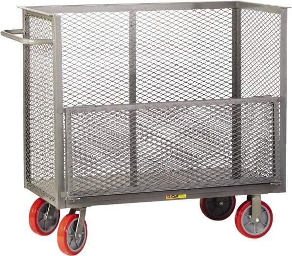 Little Giant - 3,600 Lb Capacity, 3-Sided Steel Bulk Truck with Removable Drop Gate - 53-1/2" Long x 30" Wide x 47" High, Polyurethane Wheels - USA Tool & Supply
