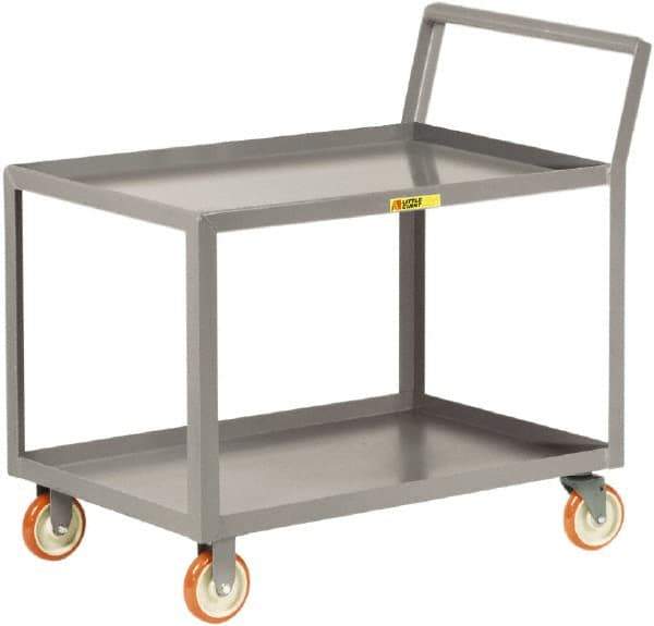 Little Giant - 1,200 Lb Capacity, 30" Wide x 48" Long x 38-3/4" High Shelf Cart - 2 Shelf, Steel, 2 Rigid/2 Swivel Casters - USA Tool & Supply