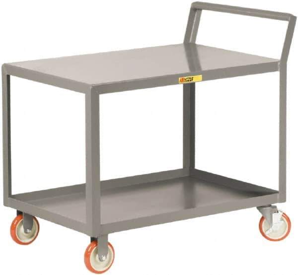 Little Giant - 1,200 Lb Capacity, 24" Wide x 52" Long x 38-3/4" High Shelf Cart - 2 Shelf, Steel, 2 Rigid/2 Swivel Casters - USA Tool & Supply