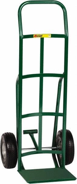 Little Giant - 600 Lb Capacity 47" OAH Hand Truck with Foot Kick - 12 x 14" Base Plate, Continuous Handle, Steel, Flat-Free Microcellular Foam Wheels - USA Tool & Supply