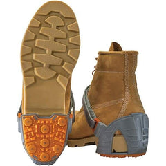 Winter Walking - Size 16+, Strap-On Cleat - Tungsten Carbide Stud Traction, Orange & Gray - USA Tool & Supply