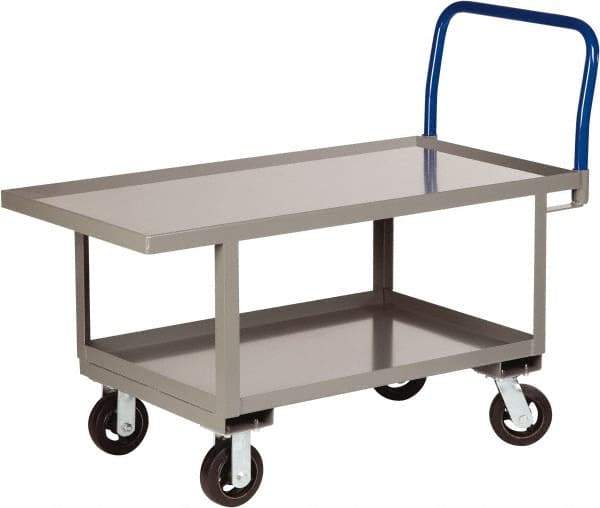 Little Giant - 2,000 Lb Capacity Steel Raised Deck Platform Truck - Steel Deck, 30" OAW, 60" Platform Length x 26" Platform Height, Mold On Rubber Casters - USA Tool & Supply