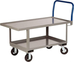 Little Giant - 2,000 Lb Capacity Steel Raised Deck Platform Truck - Steel Deck, 30" OAW, 60" Platform Length x 26" Platform Height, Mold On Rubber Casters - USA Tool & Supply