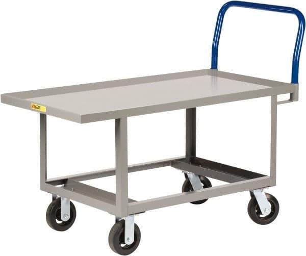 Little Giant - 2,000 Lb Capacity Steel Raised Deck Platform Truck - Steel Deck, 24" OAW, 48" Platform Length x 26" Platform Height, Mold On Rubber Casters - USA Tool & Supply