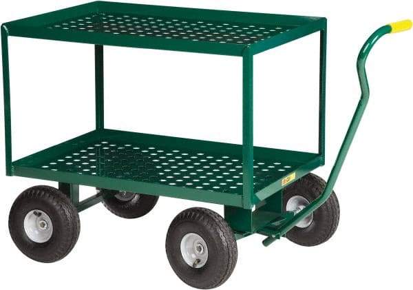 Little Giant - 1,200 Lb Capacity Steel 2-Tier Wagon - Steel Deck, 24" OAW, 36" Platform Length x 39" Platform Height, Pneumatic Casters - USA Tool & Supply