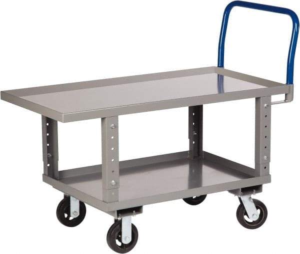 Little Giant - 2,000 Lb Capacity Steel Raised Deck Platform Truck - Steel Deck, 30" OAW, 60" Platform Length x 35-1/2" Platform Height, Mold On Rubber Casters - USA Tool & Supply