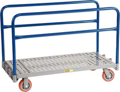 Little Giant - 2,000 Lb Capacity Steel Perforated Deck Platform Truck - Steel Deck, 24" OAW, 48" Platform Length x 9" Platform Height, Polyurethane Casters - USA Tool & Supply