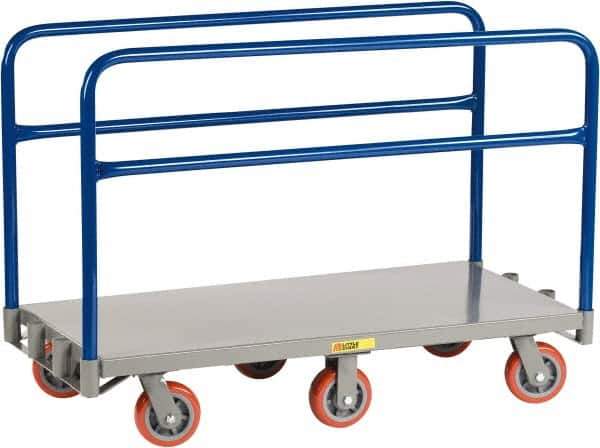 Little Giant - 3,600 Lb Capacity Steel 6-Wheeled Platform Truck - Steel Deck, 30" OAW, 72" Platform Length x 9" Platform Height, Polyurethane Casters - USA Tool & Supply