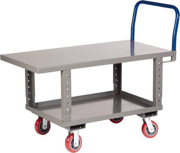 Little Giant - 2,000 Lb Capacity Steel Raised Deck Platform Truck - Steel Deck, 30" OAW, 48" Platform Length x 35-1/2" Platform Height, Polyurethane Casters - USA Tool & Supply