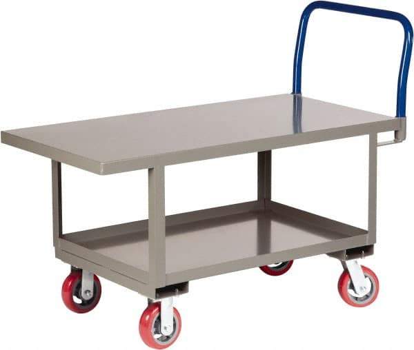 Little Giant - 2,000 Lb Capacity Steel Raised Deck Platform Truck - Steel Deck, 24" OAW, 48" Platform Length x 26" Platform Height, Polyurethane Casters - USA Tool & Supply