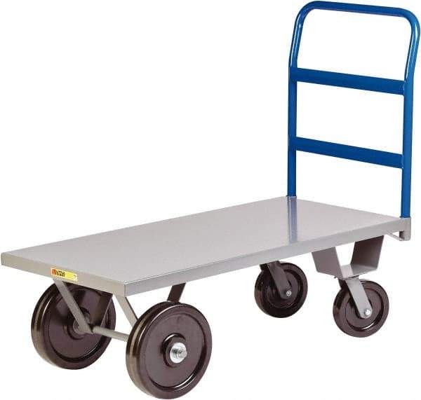 Little Giant - 5,000 Lb Capacity Steel Heavy Duty Platform Truck - Steel Deck, 36" OAW, 72" Platform Length x 16-1/2" Platform Height, Phenolic Casters - USA Tool & Supply