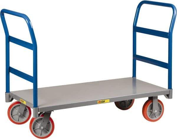 Little Giant - 3,600 Lb Capacity Steel Double End Rack Platform Truck - Steel Deck, 24" OAW, 60" Platform Length x 11" Platform Height, Polyurethane Casters - USA Tool & Supply