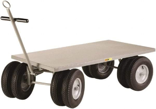 Little Giant - 3,000 Lb Capacity Steel 8 Wheeler Wagon Truck - Steel Deck, 36" OAW, 60" Platform Length x 18-1/4" Platform Height, Pneumatic Casters - USA Tool & Supply