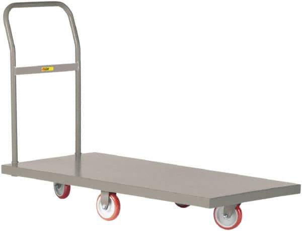 Little Giant - 1,200 Lb Capacity Steel Platform Truck - Steel Deck, 24" OAW, 36" Platform Length x 6-1/2" Platform Height, Polyurethane Casters - USA Tool & Supply