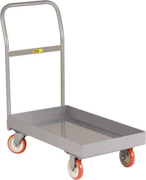 Little Giant - 1,200 Lb Capacity Steel Platform Truck - Steel Deck, 24" OAW, 48" Platform Length x 6-1/2" Platform Height, Polyurethane Casters - USA Tool & Supply