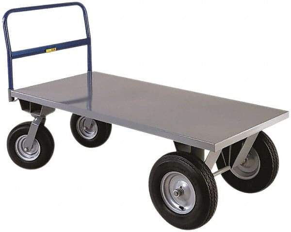 Little Giant - 3,000 Lb Capacity Steel 8 Wheeler Wagon Truck - Steel Deck, 30" OAW, 48" Platform Length x 18-1/4" Platform Height, Pneumatic Casters - USA Tool & Supply