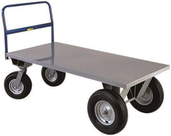 Little Giant - 2,500 Lb Capacity Steel High Deck Platform Truck - Steel Deck, 30" OAW, 72" Platform Length x 21" Platform Height, Pneumatic Casters - USA Tool & Supply