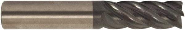 Accupro - 1", 5 Flute, Single End, Solid Carbide, 1/4" Corner Radius End Mill - 5" OAL, 38° Helix, Right Hand Flute, 2-5/8" LOC, Right Hand Cut - USA Tool & Supply