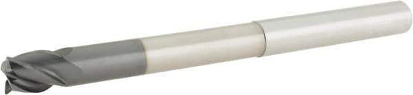 Accupro - 1/2", 4 Flute, Single End, Solid Carbide, 0.03" Corner Radius End Mill - 6" OAL, 38° Helix, Right Hand Flute, 5/8" LOC, Right Hand Cut, 3-3/8" Extended Reach - USA Tool & Supply