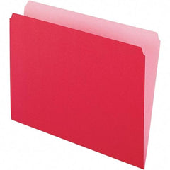 Pendaflex - 9-1/2 x 11-5/8", Letter Size, Red/Light Red, File Folders with Top Tab - 11 Point Stock, Straight Tab Cut Location - USA Tool & Supply