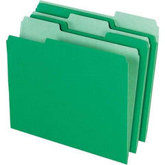 Pendaflex - 14-5/8 x 9-3/16", Letter Size, Bright Green, File Folders with Top Tab - 11 Point Stock, Assorted Tab Cut Location - USA Tool & Supply