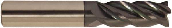 Accupro - 5/8", 2-1/4" LOC, 5/8" Shank Diam, 5" OAL, 4 Flute, Solid Carbide Square End Mill - Single End, AlTiCrN Finish, Spiral Flute, 38° Helix, Centercutting, Right Hand Cut, Right Hand Flute, Series HS - USA Tool & Supply