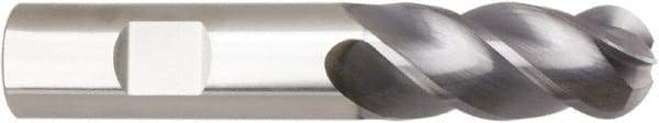 Niagara Cutter - 1" Diam, 2" LOC, 4 Flute Solid Carbide Ball End Mill - AlTiN Finish, Single End, 5" OAL, 1" Shank Diam, Spiral Flute - USA Tool & Supply