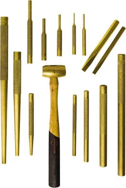 Mayhew - 15 Piece Punch & Chisel Set - 3/8 to 1/2" Chisel, 1/8 to 3/4" Punch, Round Shank - USA Tool & Supply