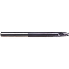 Emuge - 1/16" Diam, 3/32" LOC, 2 Flute Solid Carbide Roughing & Finishing End Mill - TiAlN Finish, 3-1/2" OAL, 1/4" Shank Diam, Cylindrical Shank, 30° Helix, Extra Long Length - USA Tool & Supply