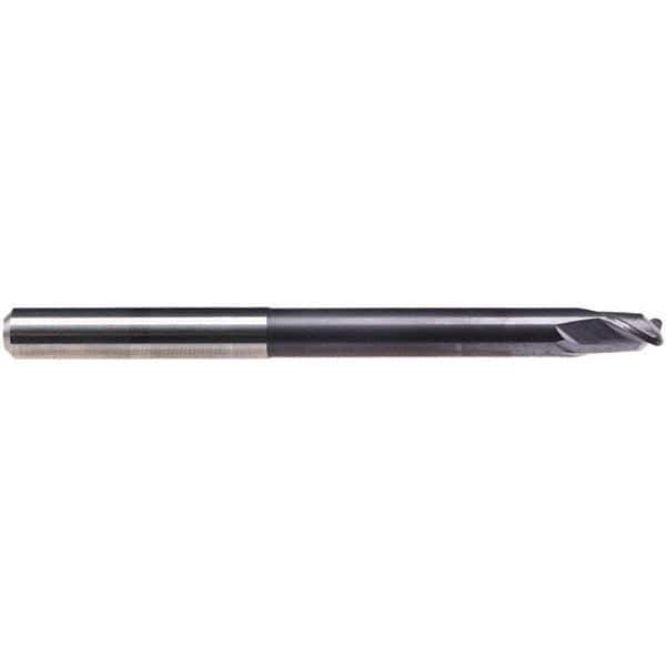 Emuge - 1/4" Diam, 1/4" LOC, 2 Flute Solid Carbide Roughing & Finishing End Mill - TiAlN Finish, 3-1/2" OAL, 1/4" Shank Diam, Cylindrical Shank, 30° Helix, Extra Long Length - USA Tool & Supply