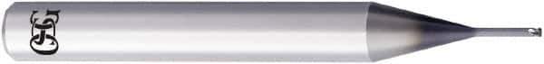 OSG - 2mm, 4 Flute, Single End, Solid Carbide, 0.5mm Corner Radius End Mill - 50mm OAL, 30° Helix, Right Hand Flute, 0.8mm LOC, Right Hand Cut, 10mm Extended Reach - USA Tool & Supply