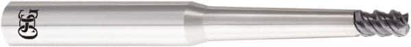 OSG - 4mm, 3 Flute, Single End, Solid Carbide, 1mm Corner Radius End Mill - 80mm OAL, 55° Helix, Right Hand Flute, 6mm LOC, Right Hand Cut, 45mm Extended Reach - USA Tool & Supply