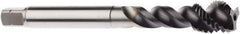 Seco - M10x0.75 Metric 3 Flute 6HX Modified Bottoming Spiral Flute Tap - Powdered Metal, AlTiN Finish, 90mm OAL, Right Hand Flute, Right Hand Thread, H6 - USA Tool & Supply