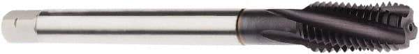 Seco - M14x2.00 Metric 4 Flute 6H Modified Bottoming Spiral Flute Tap - Powdered Metal, TiAlN Finish, 110mm OAL, Right Hand Flute, Right Hand Thread, H6 - USA Tool & Supply