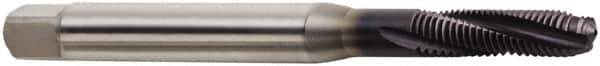 Seco - M5x0.80 Metric 3 Flute 6H Modified Bottoming Spiral Flute Tap - Powdered Metal, TiAlN Finish, 80mm OAL, Right Hand Flute, Right Hand Thread, H6 - USA Tool & Supply