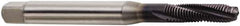 Seco - M5x0.80 Metric 3 Flute 6H Modified Bottoming Spiral Flute Tap - Powdered Metal, TiAlN Finish, 80mm OAL, Right Hand Flute, Right Hand Thread, H6 - USA Tool & Supply