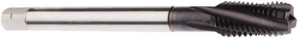 Seco - M20x2.50 Metric 4 Flute 6H Modified Bottoming Spiral Flute Tap - Powdered Metal, TiAlN Finish, 140mm OAL, Right Hand Flute, Right Hand Thread, H6 - USA Tool & Supply
