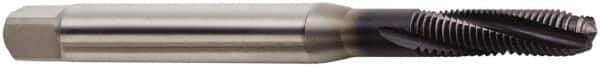 Seco - M8x1.25 Metric 3 Flute 6H Modified Bottoming Spiral Flute Tap - Powdered Metal, TiAlN Finish, 100mm OAL, Right Hand Flute, Right Hand Thread, H6 - USA Tool & Supply