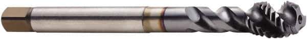 Seco - M14x2.00 Metric 3 Flute 6H Modified Bottoming Spiral Flute Tap - Cobalt, TiCN Finish, 4.3307" OAL, Right Hand Flute, Right Hand Thread, H6 - Exact Industrial Supply