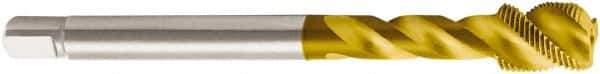 Seco - M30x2.00 Metric 4 Flute 6H Modified Bottoming Spiral Flute Tap - Powdered Metal, TiN Finish, 150mm OAL, Right Hand Flute, Right Hand Thread, H6 - USA Tool & Supply