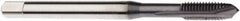 Seco - M1.8x0.35 Metric, 2 Flute, TiCN Finish, Cobalt Spiral Point Tap - Plug Chamfer, Right Hand Thread, 40mm OAL, 7mm Thread Length, 2.5mm Shank Diam, 6H Class of Fit - Exact Industrial Supply