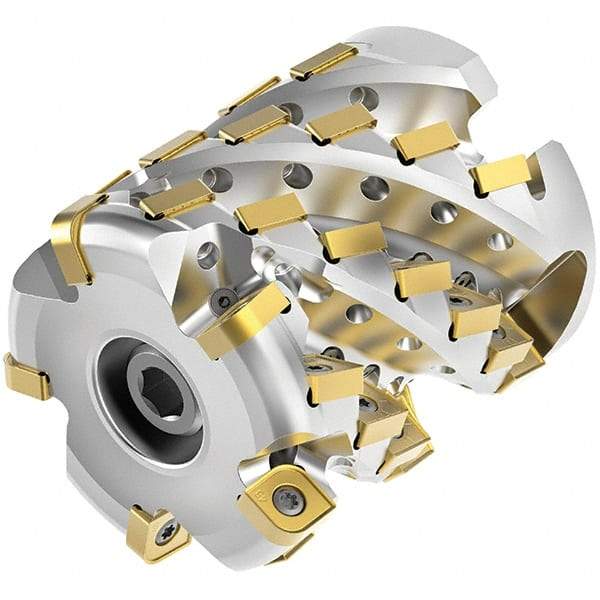 Kennametal - 28 Inserts, 2" Cut Diam, 3/4" Arbor Diam, 2.1415" Max Depth of Cut, Indexable Square-Shoulder Face Mill - 0° Lead Angle, 2-1/2" High, SNHJ1004.. Insert Compatibility, Through Coolant, Series HARVI Ultra 8X - USA Tool & Supply