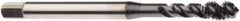 Seco - M3.5x0.60 Metric 3 Flute 6H Modified Bottoming Spiral Flute Tap - Cobalt, TiCN Finish, 2.2047" OAL, Right Hand Flute, Right Hand Thread, H6 - Exact Industrial Supply