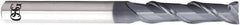 OSG - 0.9mm, 3.6mm LOC, 4mm Shank Diam, 45mm OAL, 2 Flute, Solid Carbide Square End Mill - Single End, WXL Finish, 40° Helix, Centercutting, Right Hand Cut, Right Hand Flute, Series 3723 - USA Tool & Supply