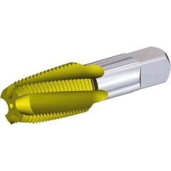 Kennametal - 1/8-27 NPTF, 15° Helix, 4 Flutes, 2-1/2 - 3-1/2 Chamfer, Oxide Finish, High Speed Steel, Spiral Flute Pipe Tap - Right Hand Flute, 3/4" Thread Length, 0.3120" Projection, Series T854 - USA Tool & Supply