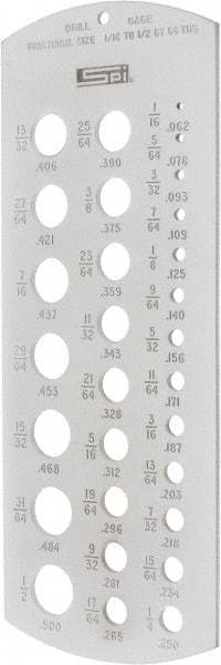 SPI - Drill Gages Minimum Hole Size (Inch): 1/16 Maximum Hole Size (Inch): 1/2 - USA Tool & Supply